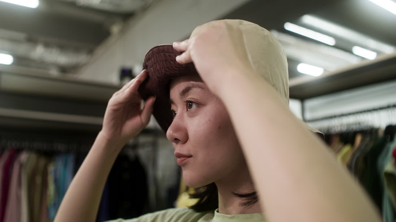 가게에 있는 아시아 여자