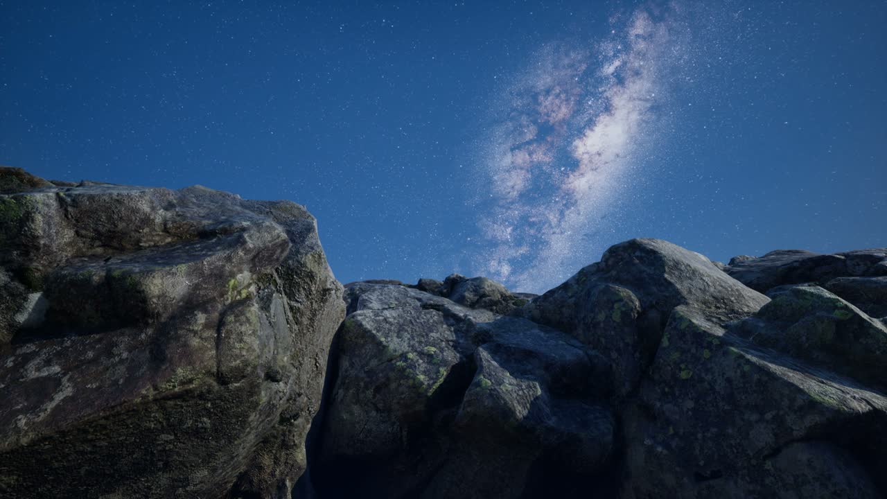 4k astrofotografía rastros de estrellas sobre las paredes del cañón de piedra arenisca.