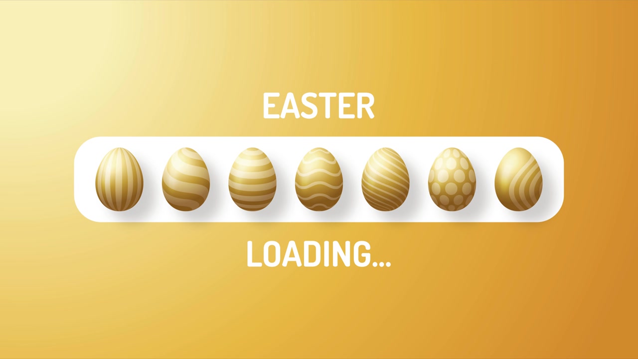 Progress bar animation luxury happy Easter Loading and decorated golden egg in realistic style. 4k Easter video animation with alpha matte channel