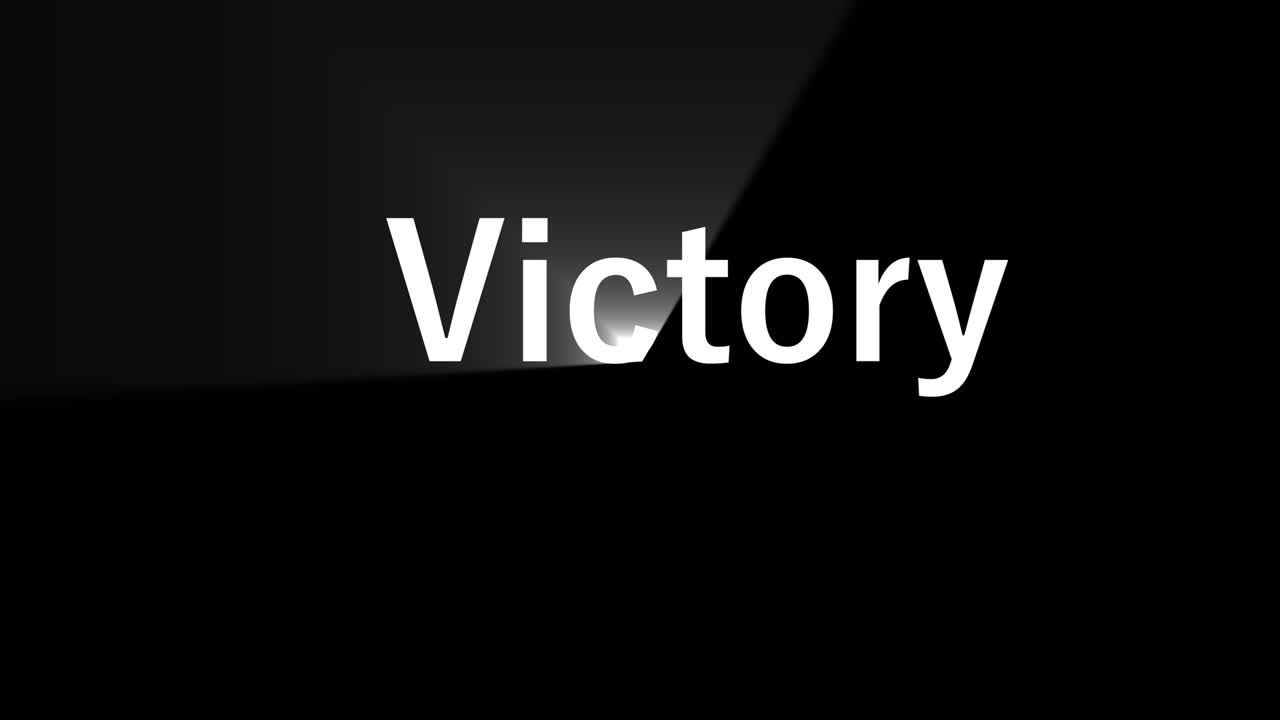 mensaje de animación de texto de victoria gráficos en movimiento