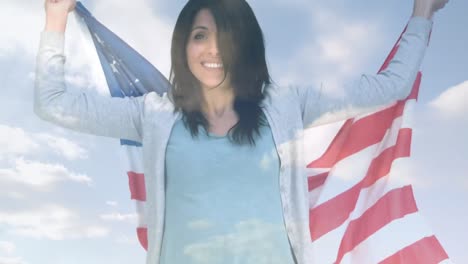 Woman-holding-American-flag