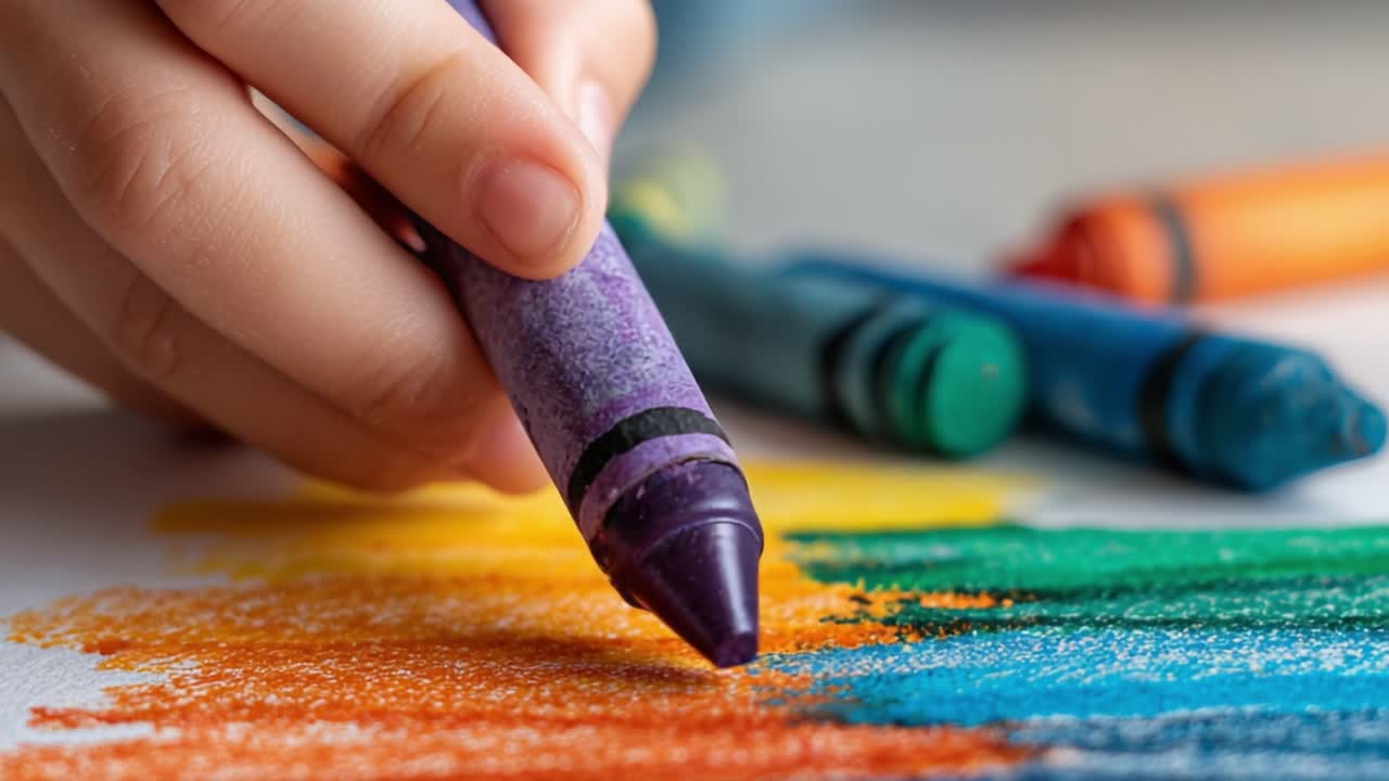 A child passionately coloring with vibrant crayons, creating a vivid masterpiece that showcases creativity and imagination through a beautiful array of colors