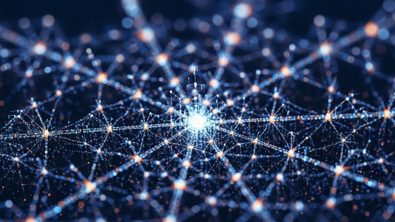 Illuminating Network of Connections: A Stunning Visualization of Interconnected Nodes and Radiating Light in a Complex Digital Web