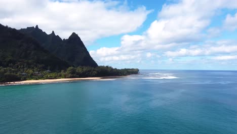 epic aerial view of island coast of kauai, hawaii