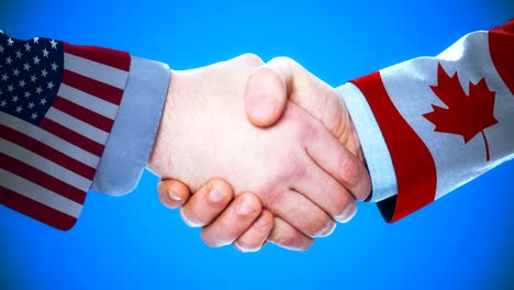 united states - canada / handshake concept animation about countries and politics / with matte channel