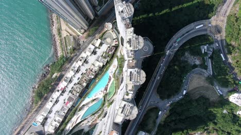 Hong-Kong-Cyberport-Waterfront-Park-Edificios-Residenciales-De-Lujo,-Vista-Aérea
