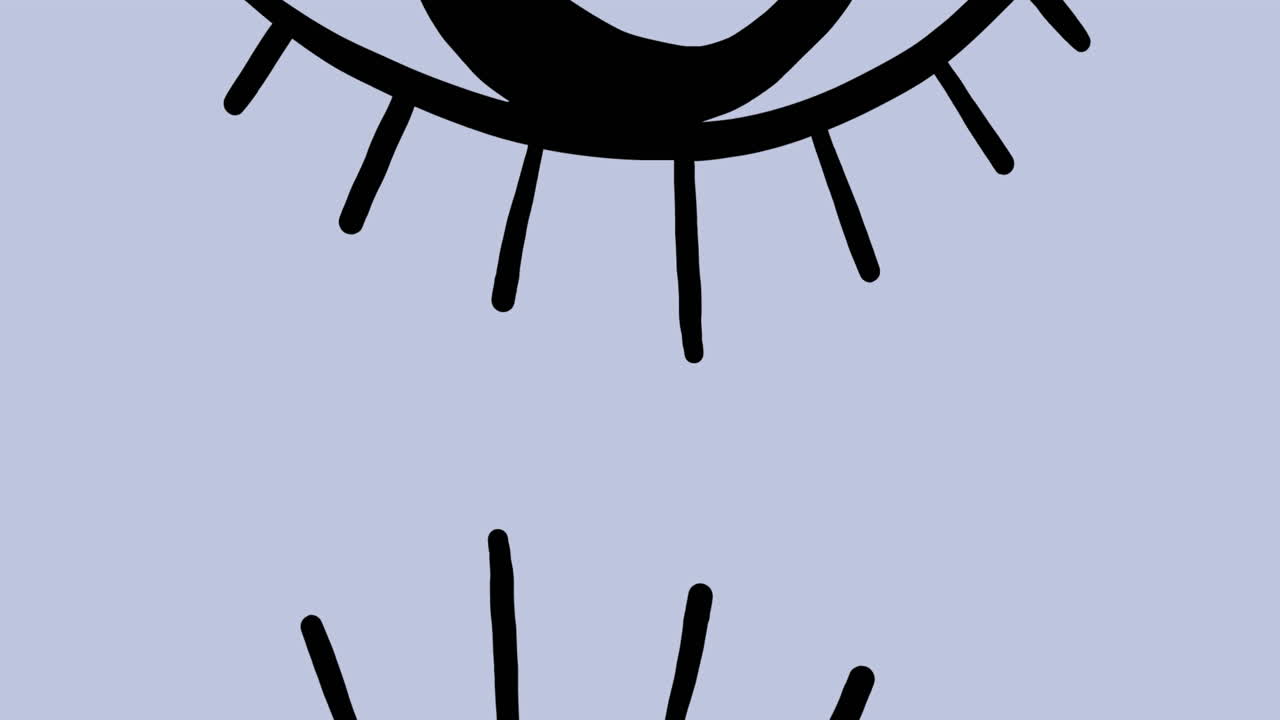 눈 아이콘의 디지털 애니메이션은 파란색 배경에 맞춰 원활한 패턴으로 움직입니다.