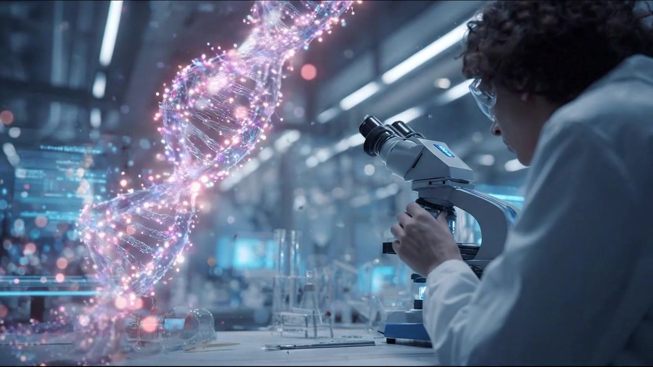 Digital scientific network with luminous particles and flowing connections