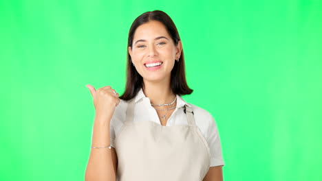 Happy,-woman-and-portrait-on-green-screen