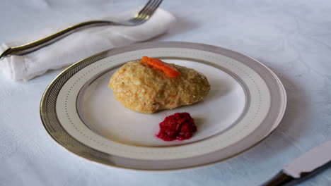 jewish passover appetiser of gefilte fish and horseradish