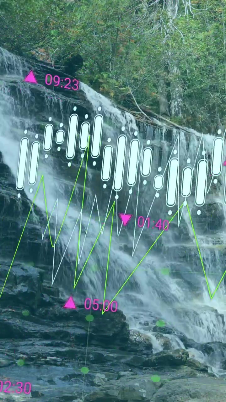 Animazione dell'elaborazione dati su un paesaggio