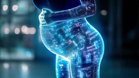 pregnant woman with digital overlay
