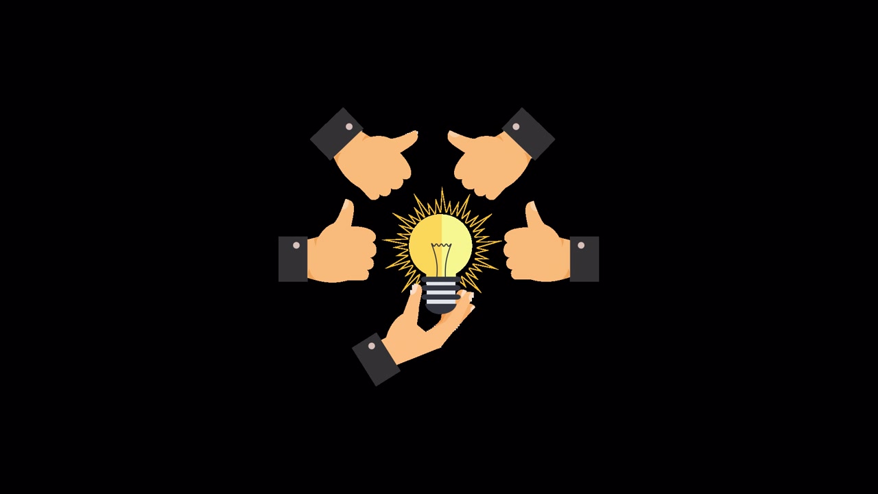 Animated Hand Holding Lightbulb with Thumbs Up for New Idea