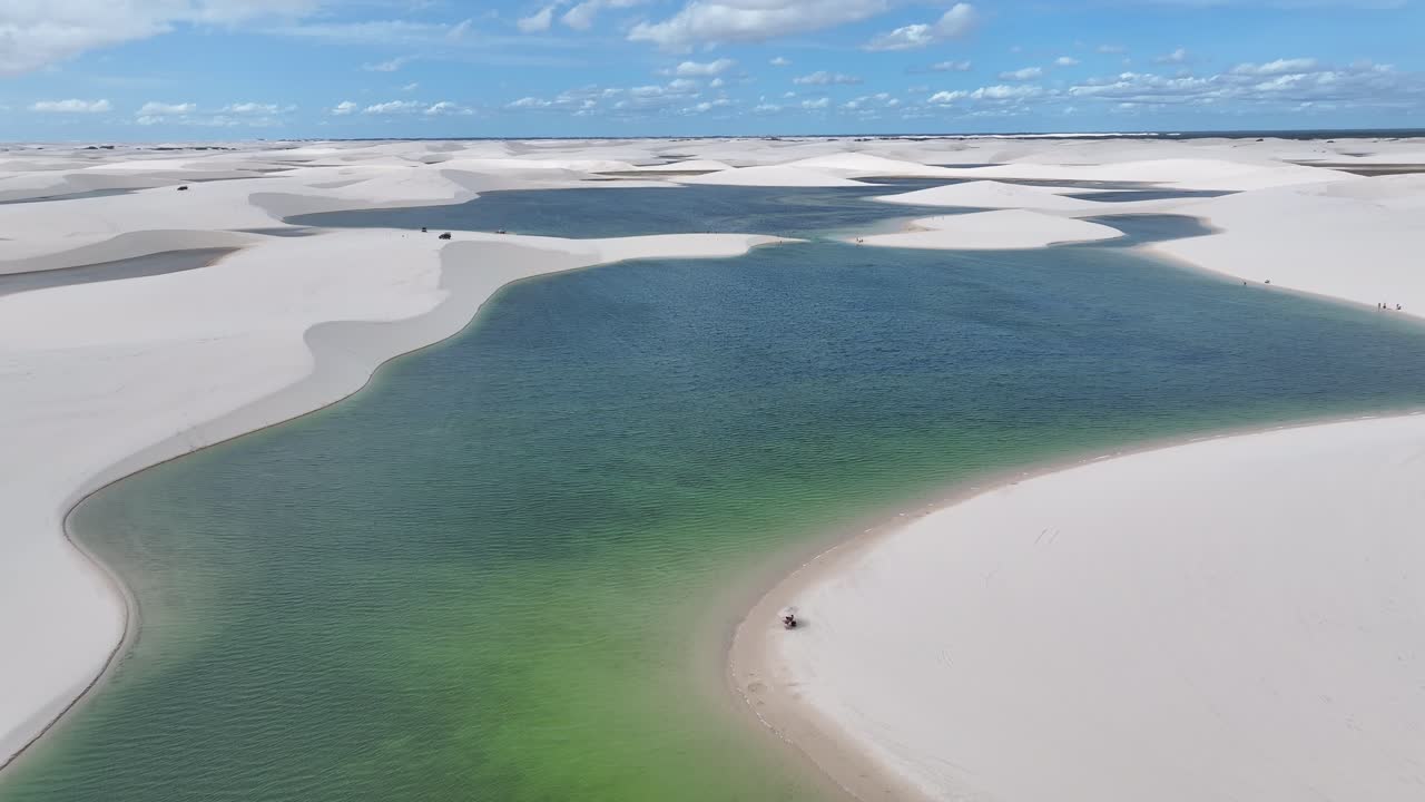 Lencois Maranhenses At Santo Amaro In Maranhao Brazil. Nature Landscape. Winding Sand Dunes. Lencois Maranhenses At Brazil. Rainwater Lakes. Beautiful High Dunes. Summer Travel. Brazil Northeast