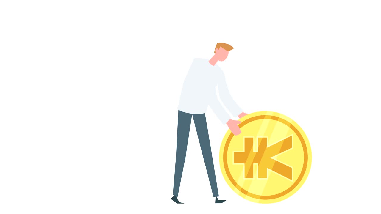 평평한 만화 다채로운 남자 캐릭터 애니메이션 남자 밀어 롤 일본 엔 동전 상황