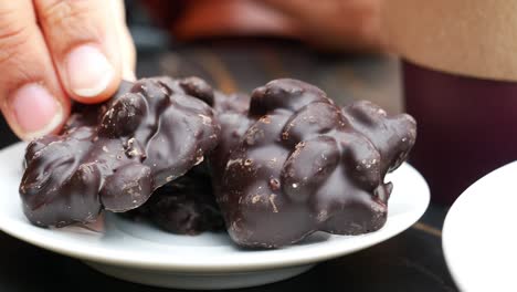 chocolate covered nuts at a cafe