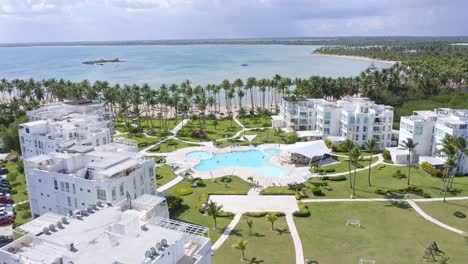 Aerial-View-Of-La-Ensenada-Playa-Nueva-Romana,-Condominium-Complex-With-Ocean-Views-In-Dominican-Republic