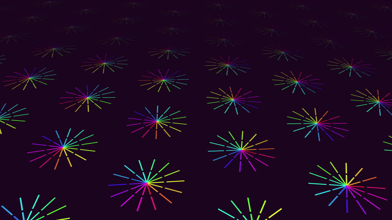 exhibición radiante patrón de estrellas coloridas en fondo negro