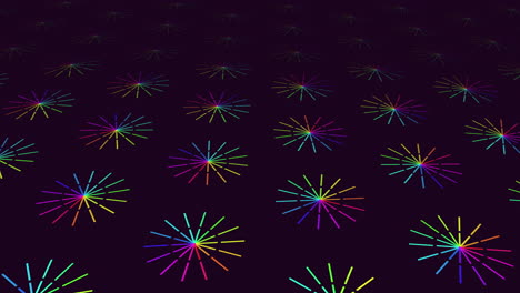 Radiant display colorful star pattern on black background