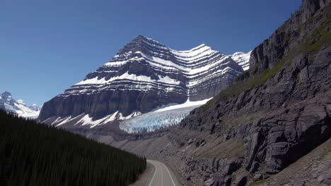 scenic drive through majestic snow-capped mountains and glacier