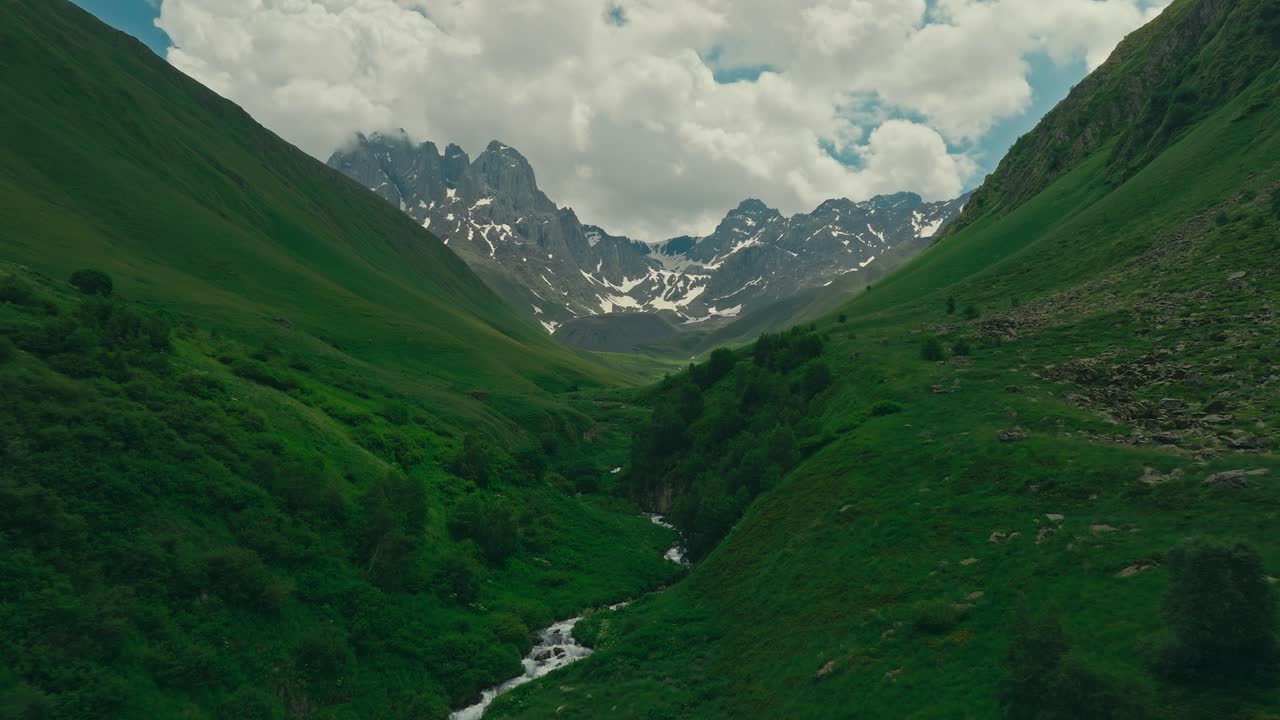 Breathtaking Juta Valley mountains in Georgia with lush green landscape