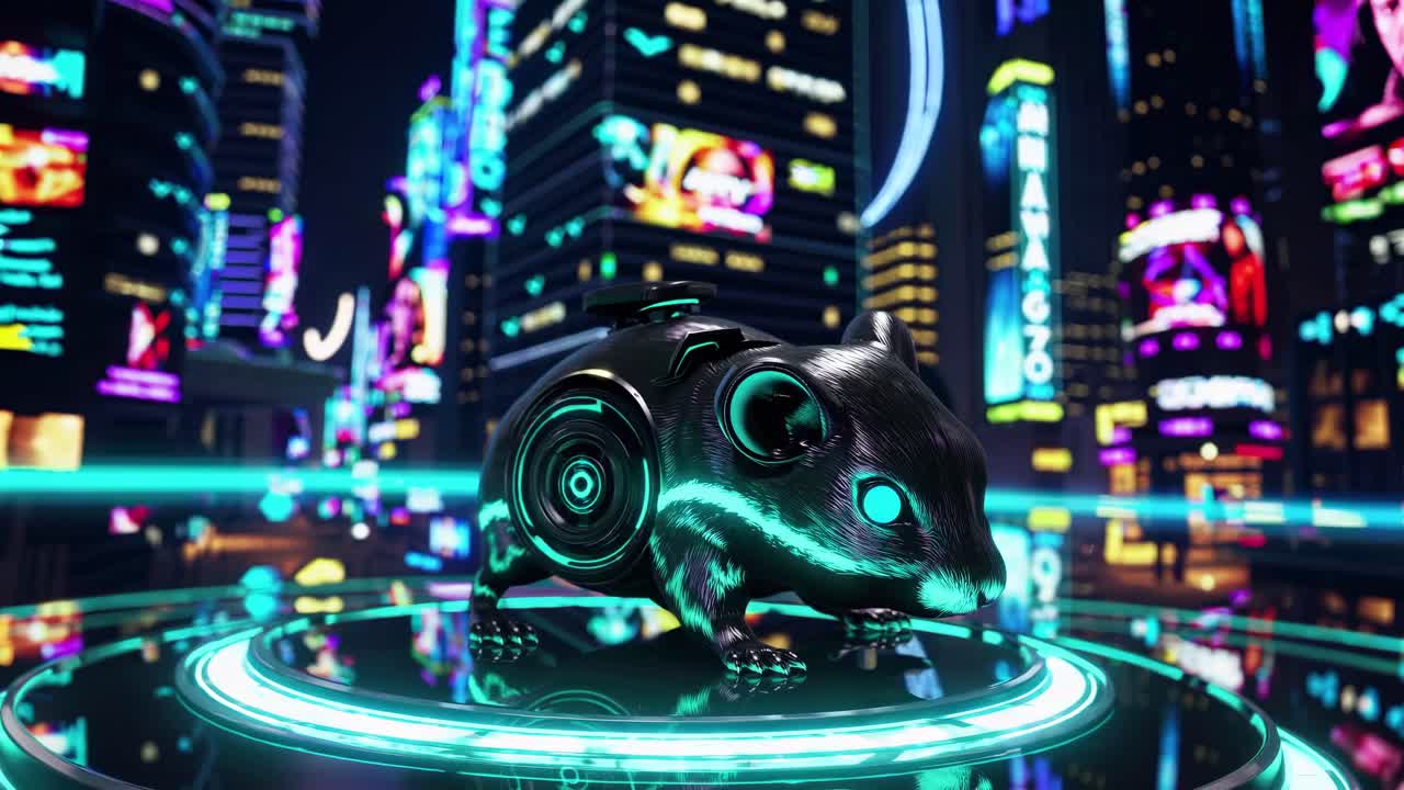 Cyberpunk Rat in Neon City