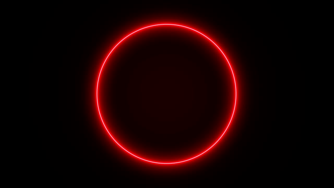 추상적인 네온 서클 루프 모션 배경 빨간색