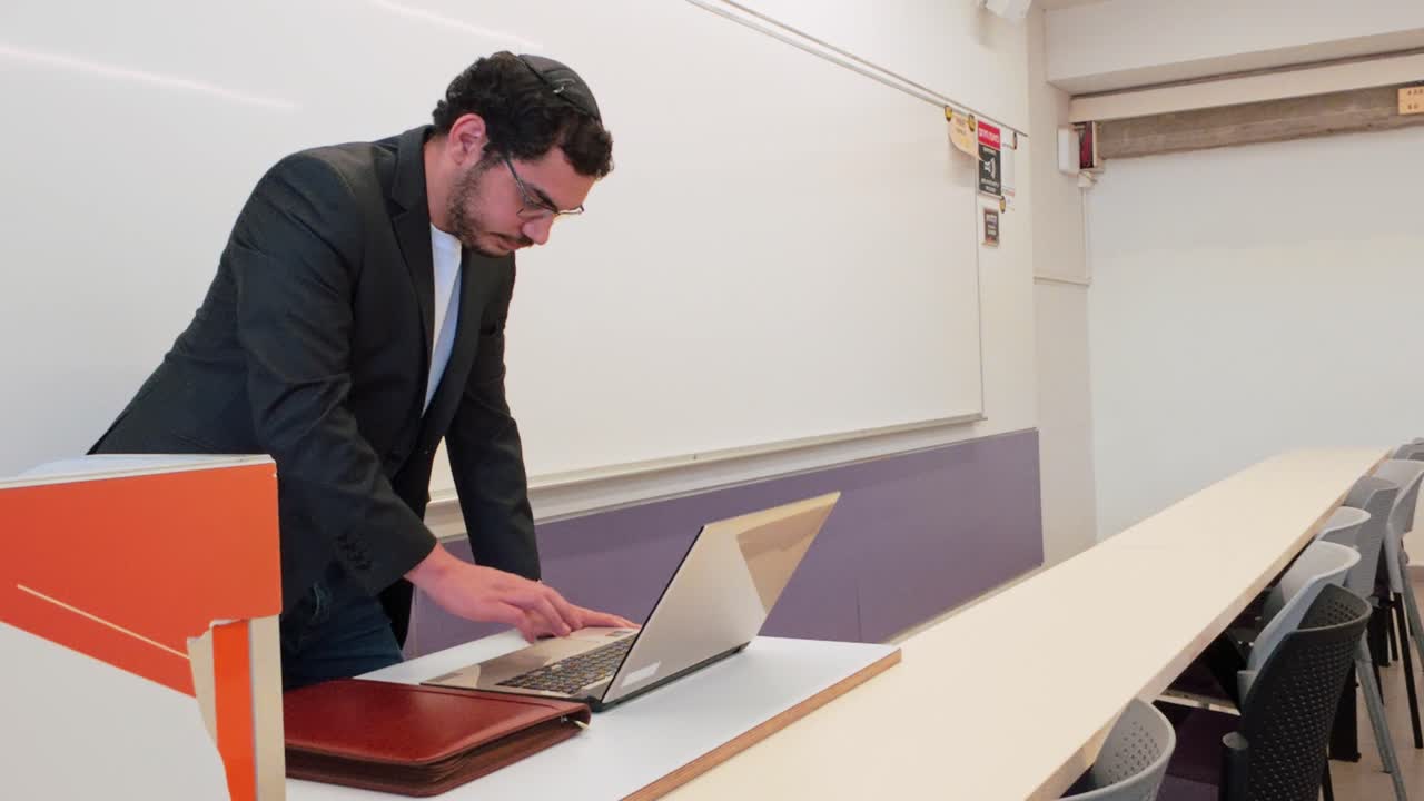 Professor Preparing for University Lecture