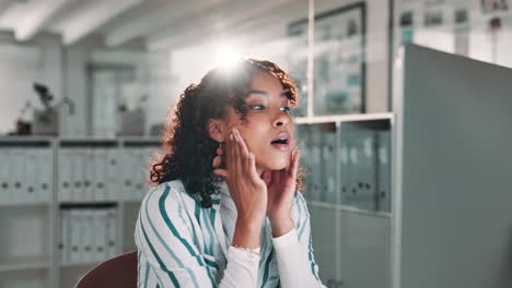 woman in office expresses shock and concern
