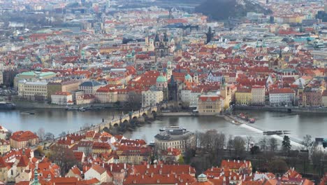 prague old town, charles bridge and vltava river view from the petřín lookout tower