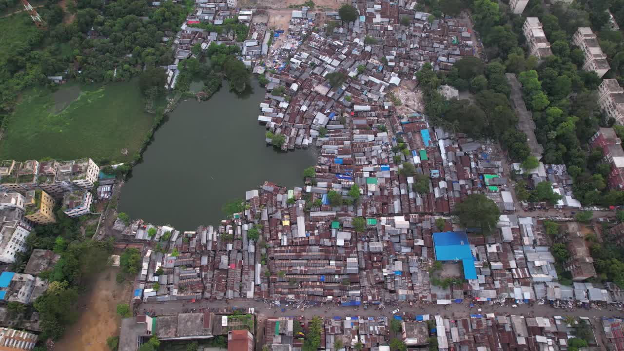Cityside Slum Area beside Residential buildings