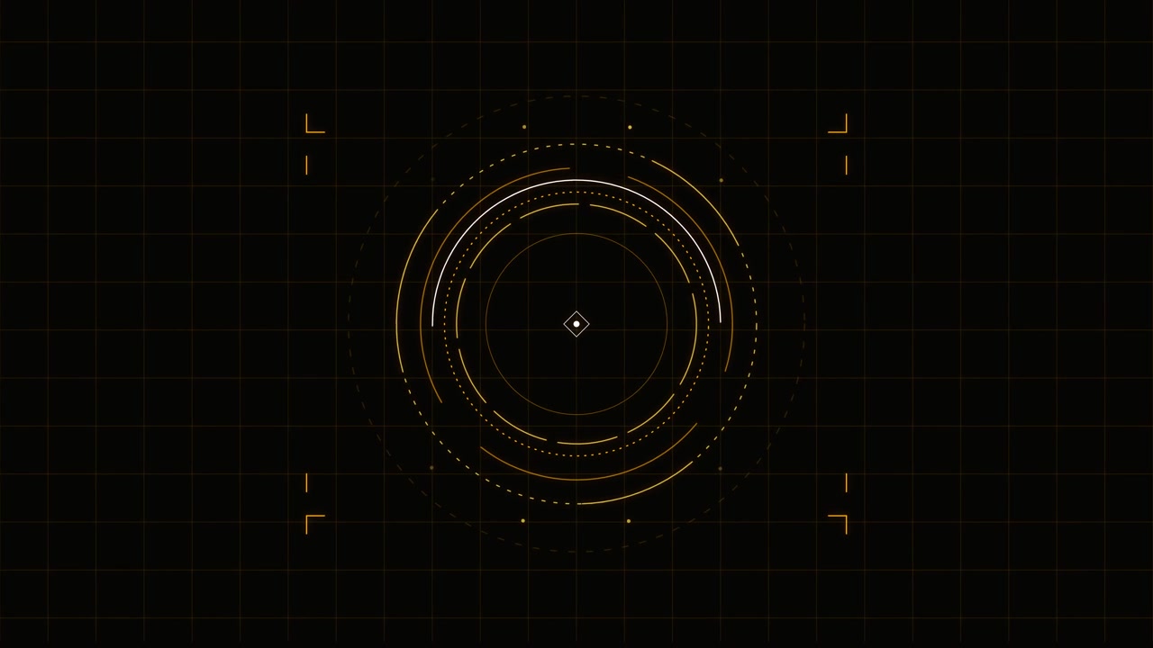Futuristic Digital HUD Interface with Rotating Circular Elements