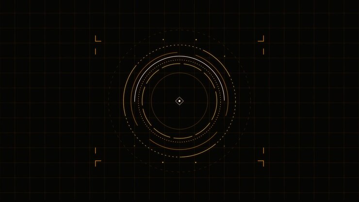 Futuristic Digital HUD Interface with Rotating Circular Elements