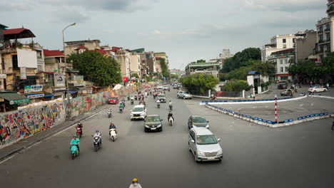 busy street scene in hanoi, vietnam