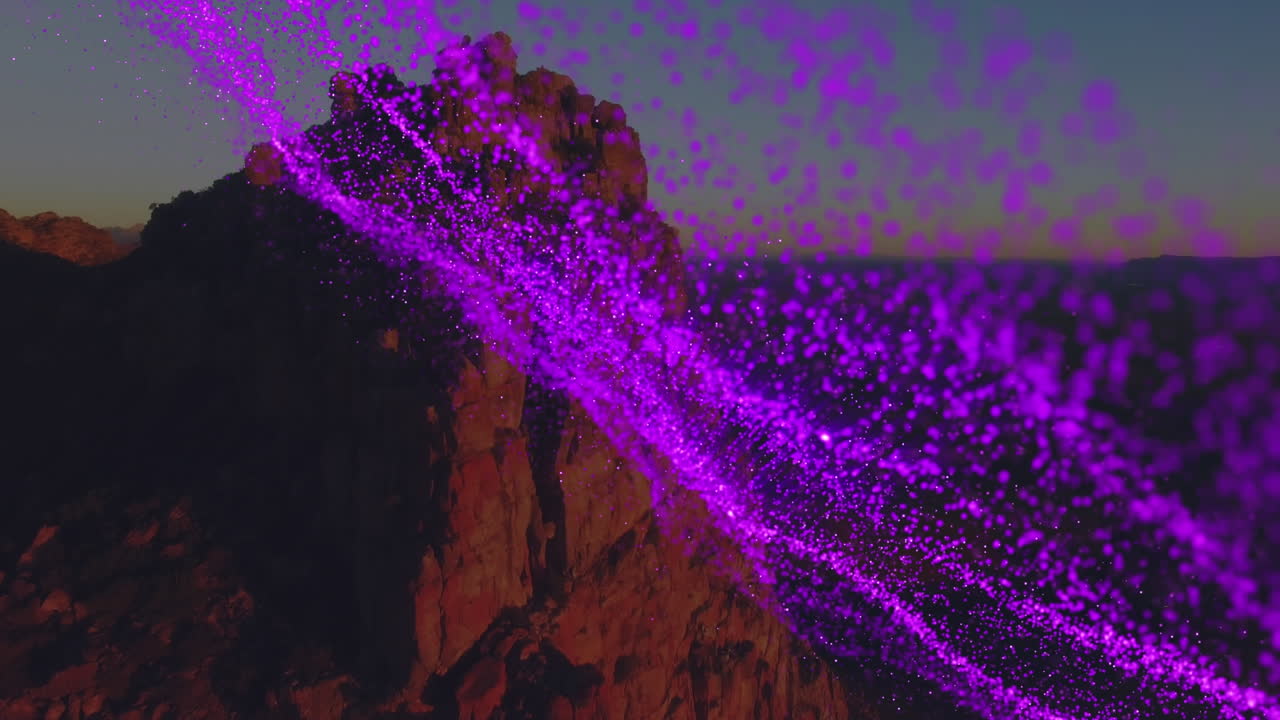 animación de puntos azules sobre el paisaje