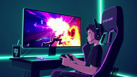 gamer playing video games