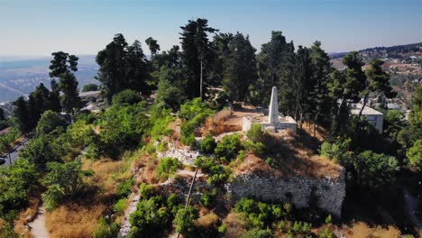 panoramic view of historic hilltop monument and ancient ruins