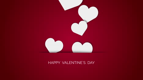 white hearts flying up. red animated background with text happy valentine's day. greeting love card