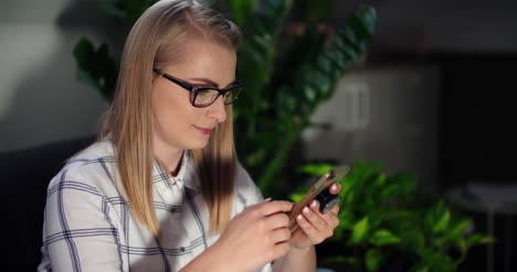 businesswoman using wireless computer at workplace