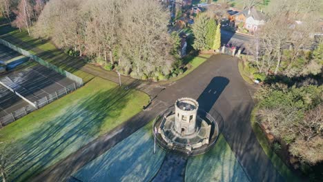 cinematic aerial drone footage of a public park taken from above