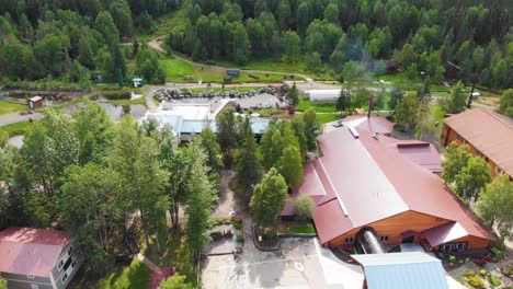 4k drone video of chena hot springs resort near fairbanks, alaska in summer