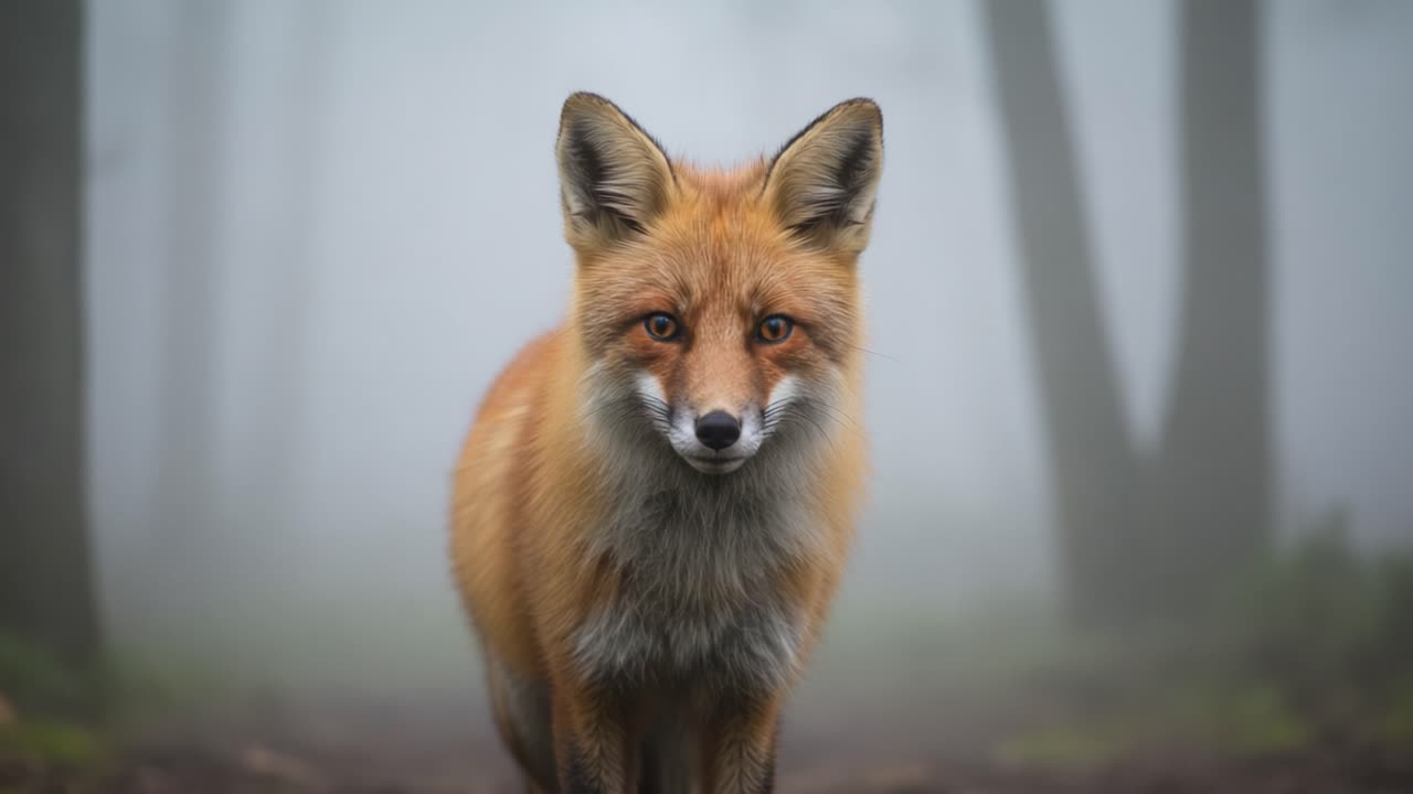 A Majestic Fox Stands in the Misty Forest, Capturing the Essence of Nature's Beauty and the Grace of Wildlife in a Serene Environment