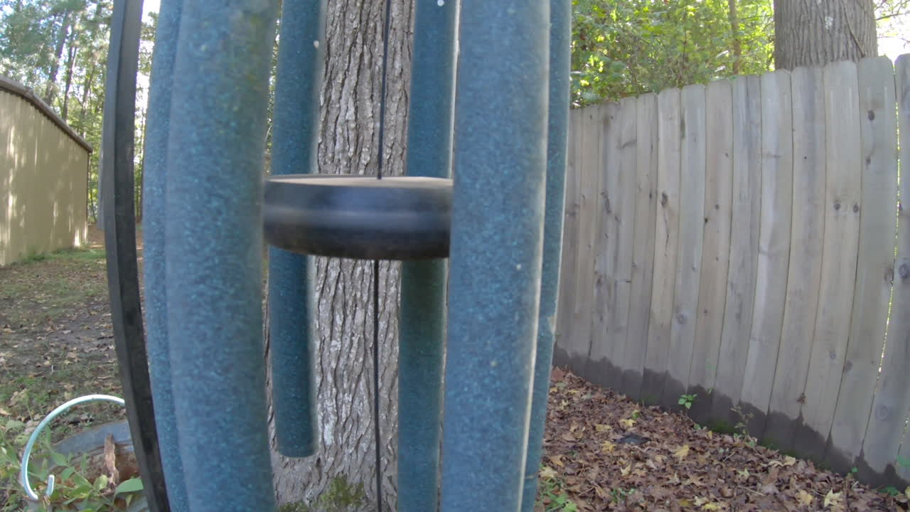 바람에 움직이는 바람 종소리의 클로즈업