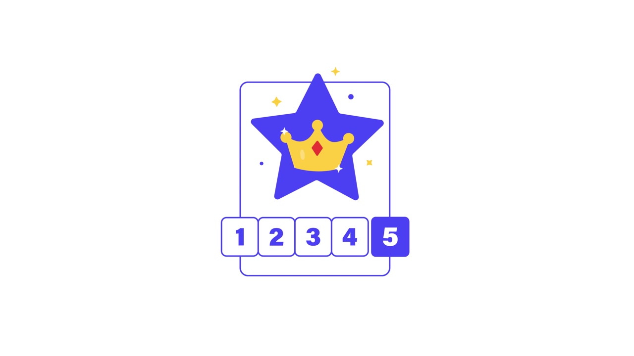 Animated Star with Crown and Five-Star Rating Selection