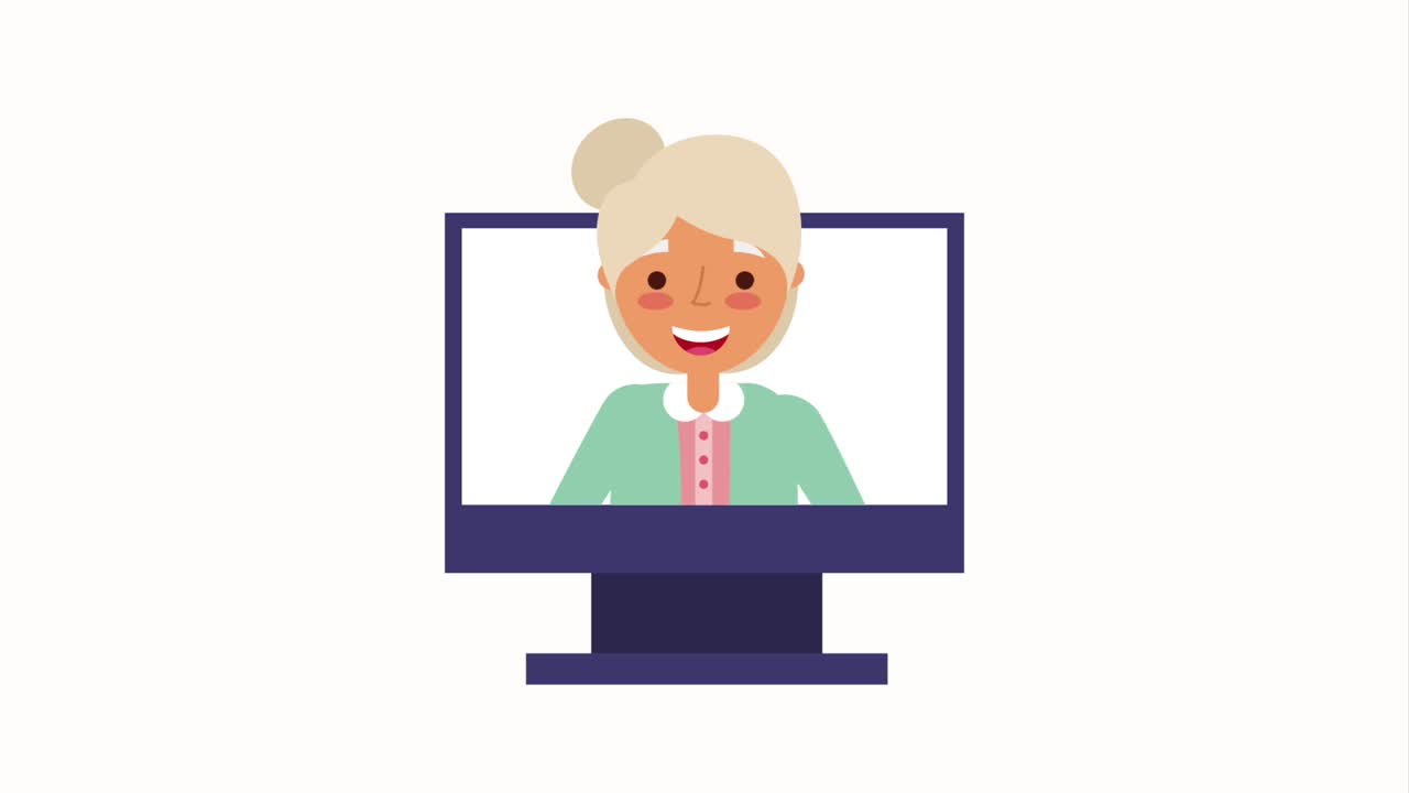 computer with older woman on screen