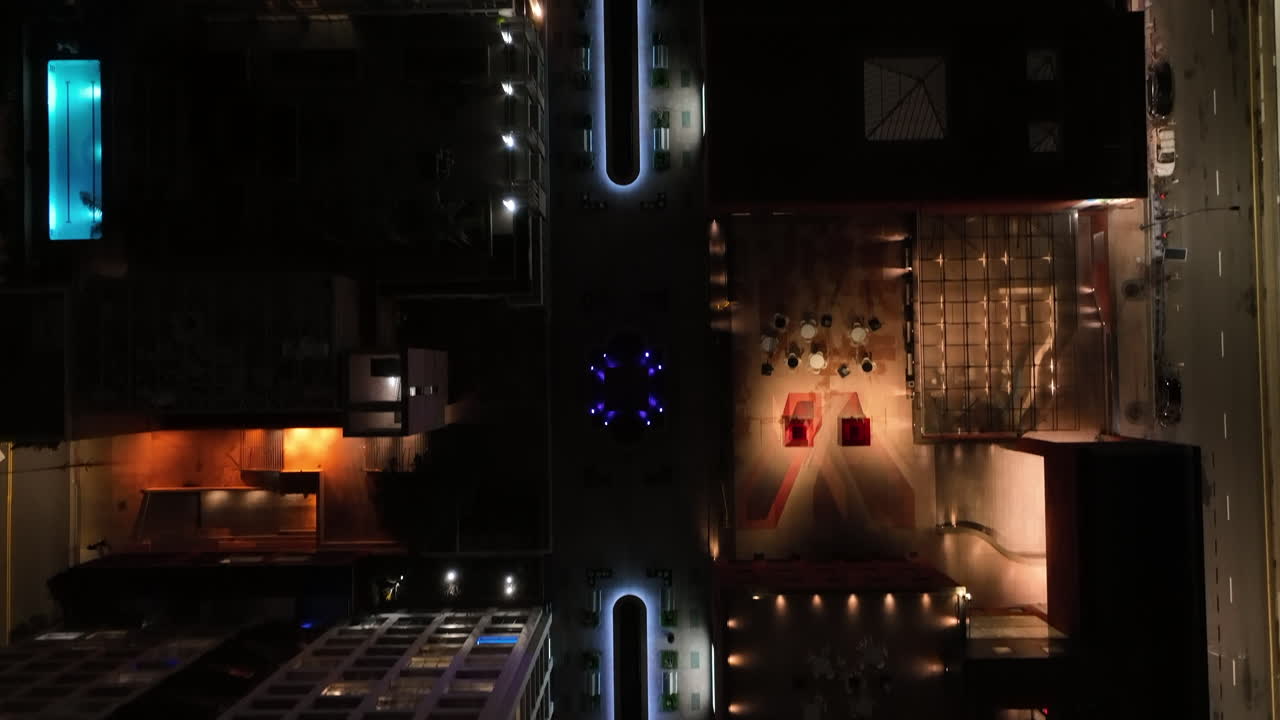 밤에 로스앤젤레스 시내의  다운 뷰