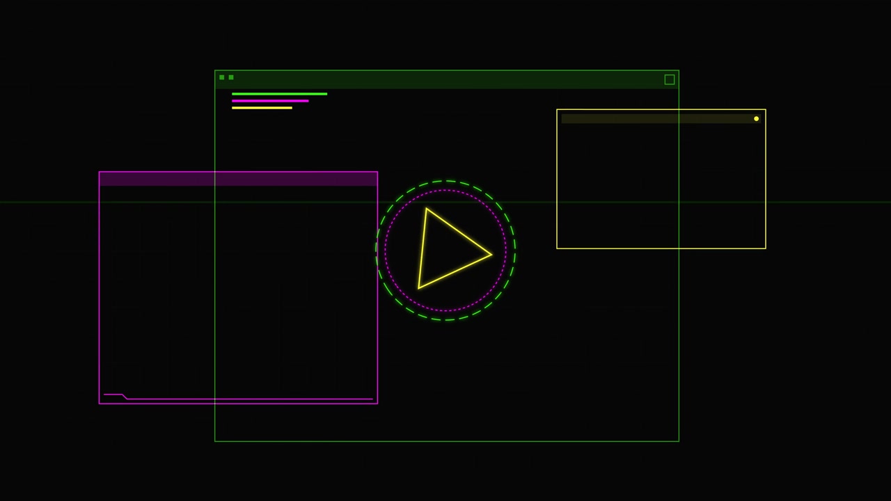 Abstract Digital Interface with Rotating Triangle and Glitch Effects