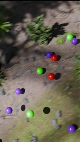 huevos de pascua coloridos en un entorno forestal
