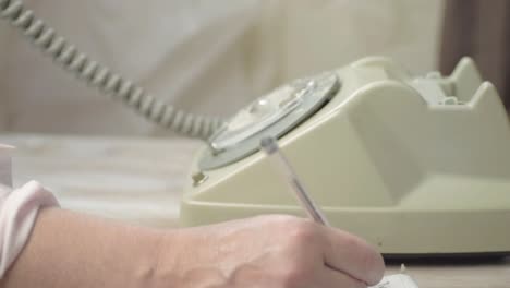 retro vintage phone with woman taking notes