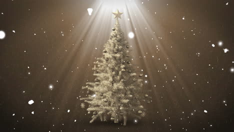 animación del árbol de navidad y la nieve cayendo